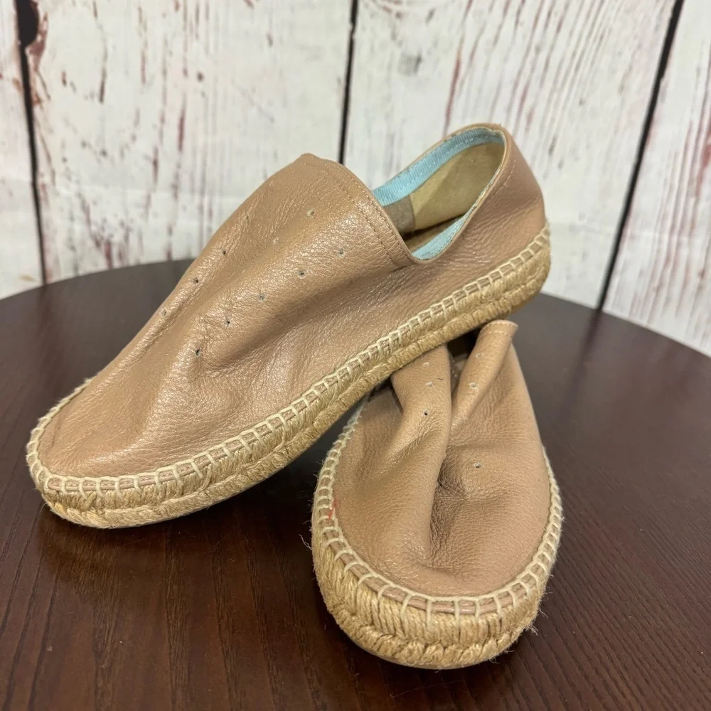 Rag & Bone New York Tan Slouchy Leather & Espadrilles Loafer Flat women’s 7 EUC